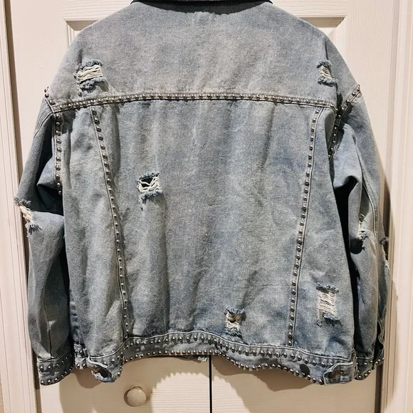 POL Studded Distressed Denim Jacket | Boho at Dawn | Size Small 🌅 - Picture 9 of 11